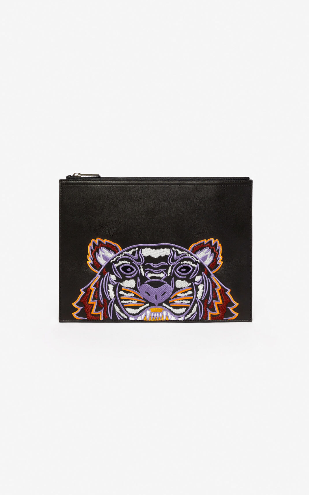 Pochette Kenzo Tiger Cuir Femme Noir | TPHO-52087